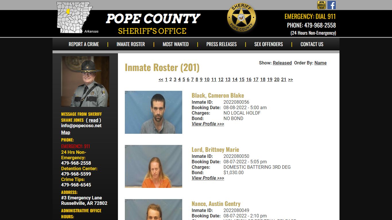 Inmate Roster - Pope County AR Sheriff's Office