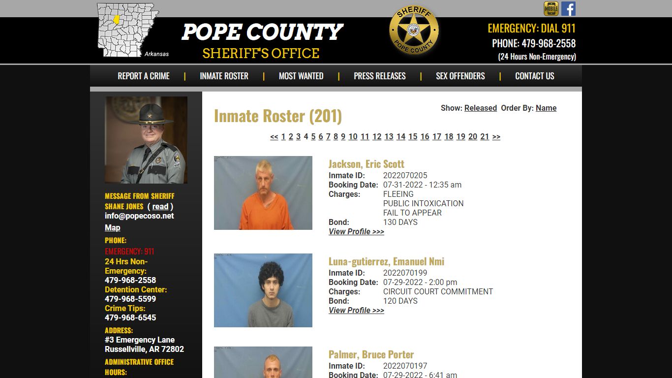 Inmate Roster - Pope County AR Sheriff's Office